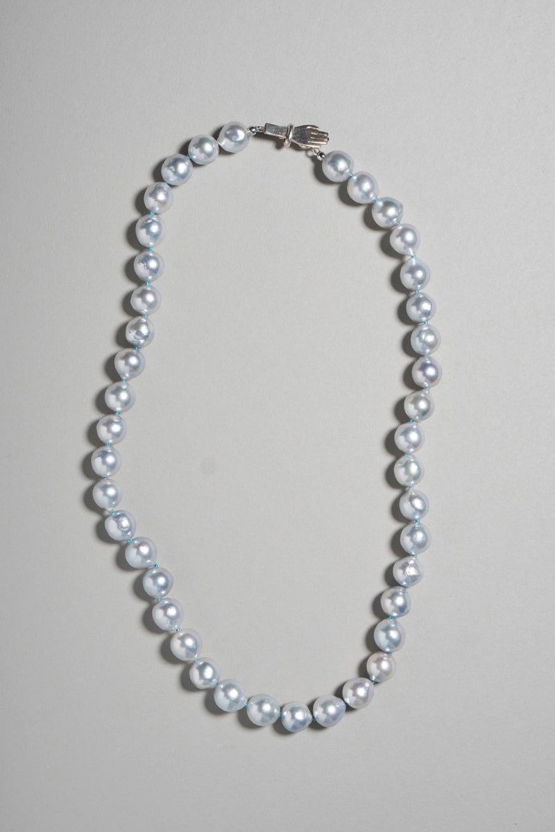 PALA Hand end natural AKOYA pearl all knotted necklace グレーアコヤパールネックレス /K10