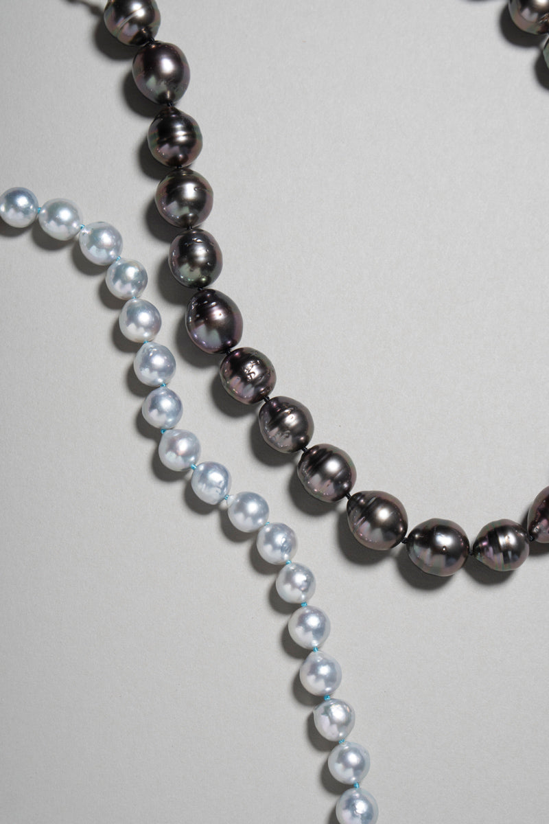 PALA Hand end natural AKOYA pearl all knotted necklace グレーアコヤパールネックレス /K10