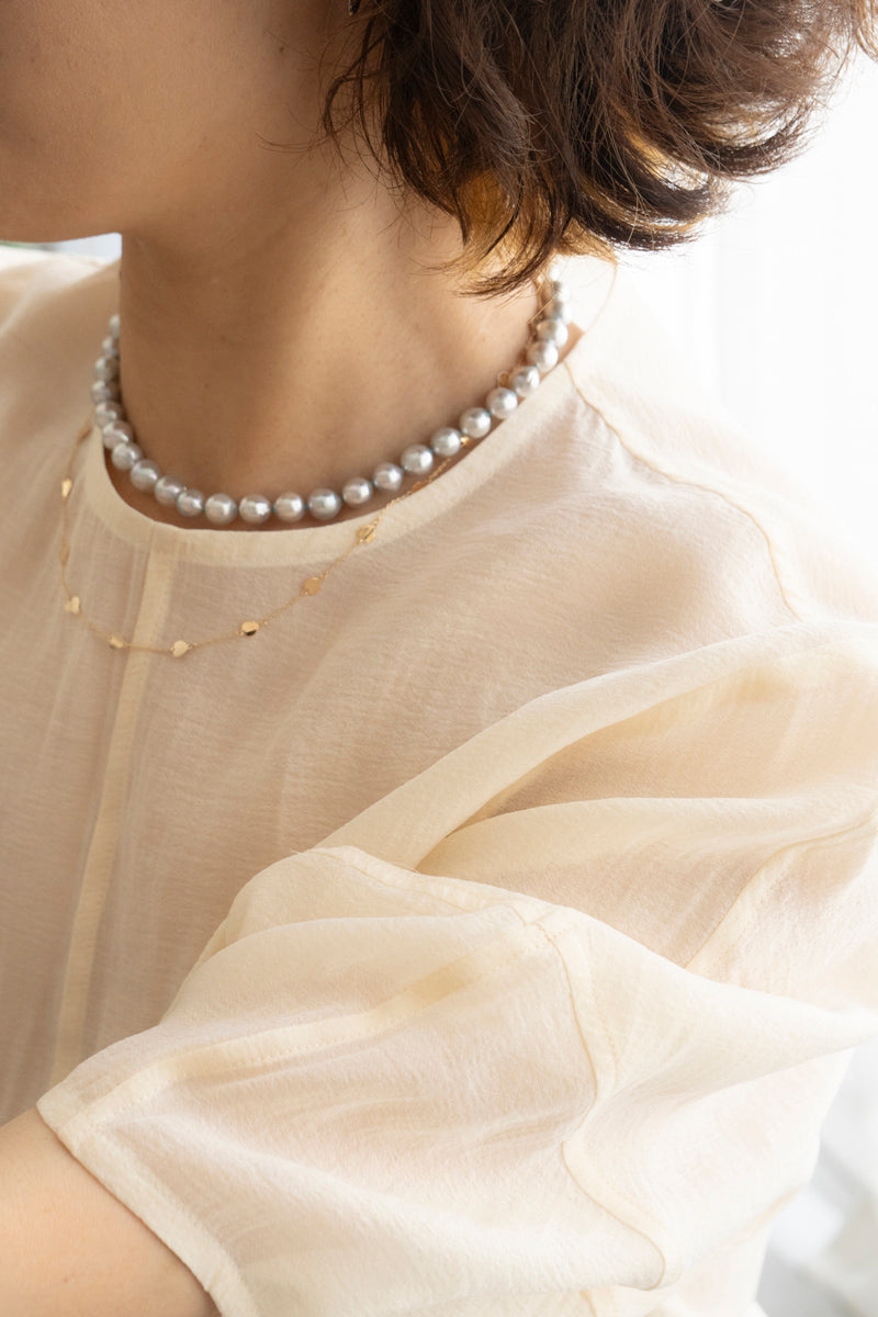 PALA Hand end natural AKOYA pearl all knotted necklace グレーアコヤパールネックレス /K10