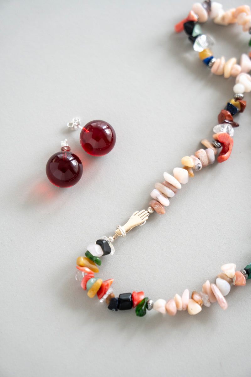 PALA tiny pearl all knotted hand Necklace Pearl necklace /K10