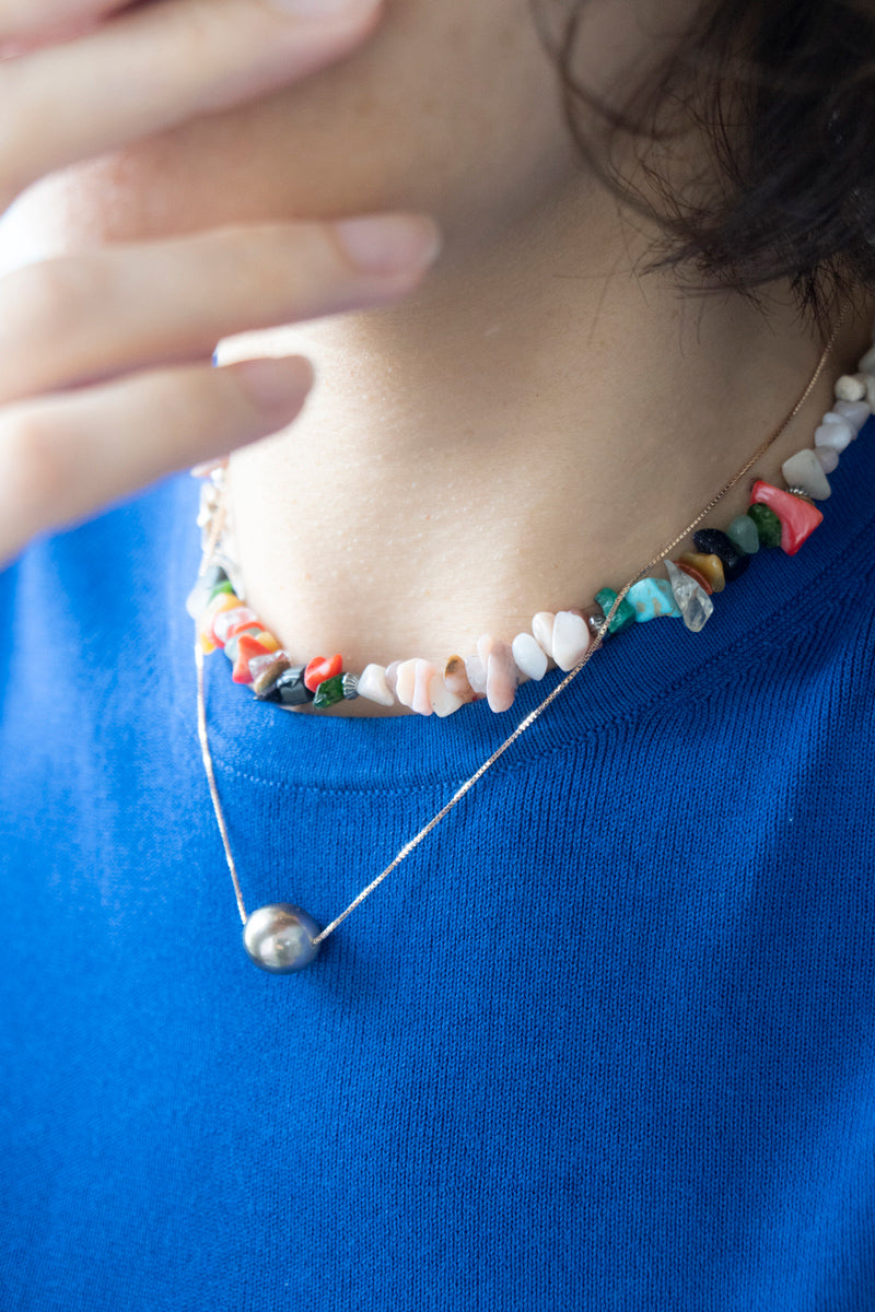 PALA tiny pearl all knotted hand Necklace Pearl necklace /K10