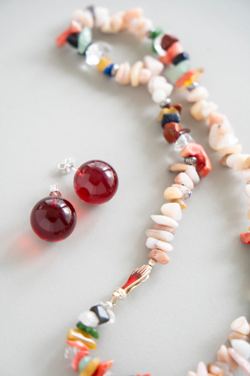 PALA Red amber pierce レッドアンバーピアス/琥珀