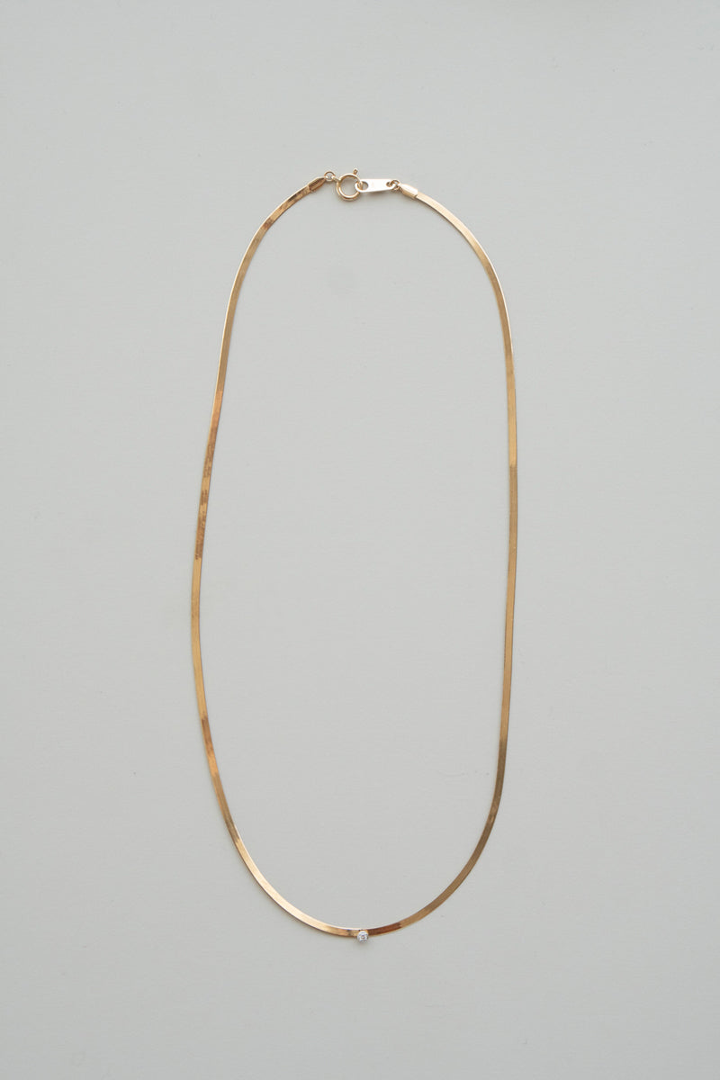 PALA Flat Snake Chain & Diamond Necklace /K18