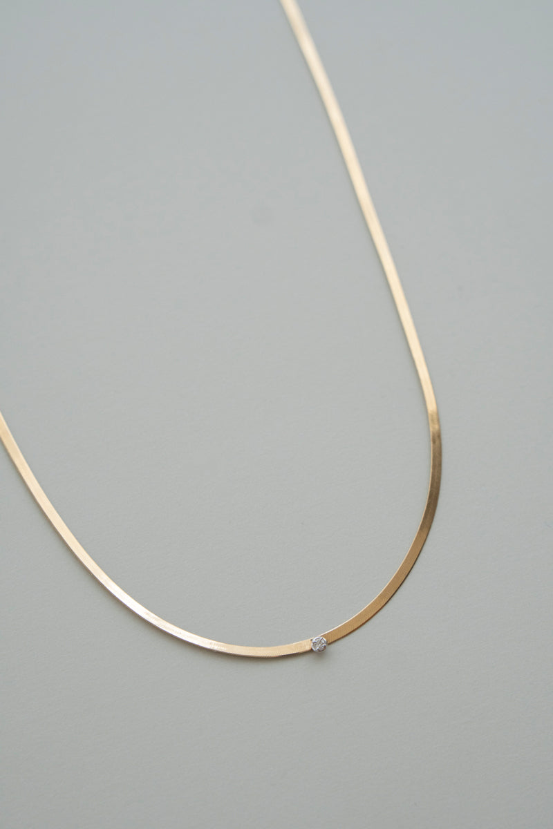 PALA Flat Snake Chain & Diamond Necklace /K18