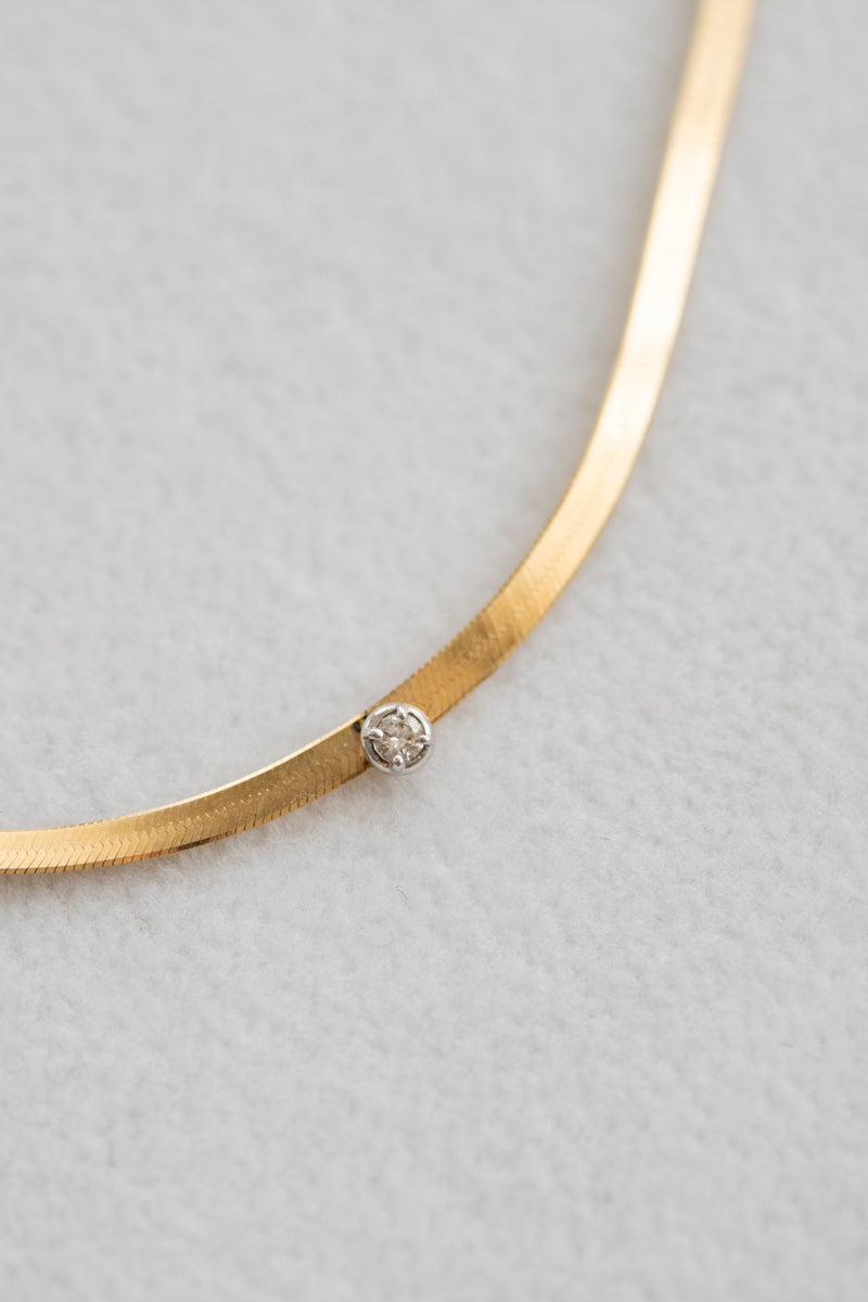 PALA Flat Snake Chain & Diamond Necklace /K18