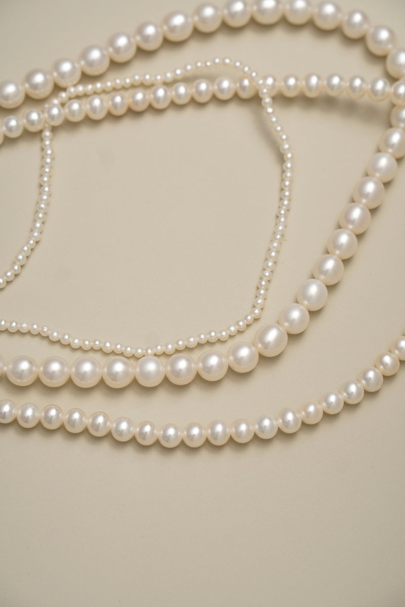 PALA tiny pearl all knotted hand Necklace Pearl necklace /K10