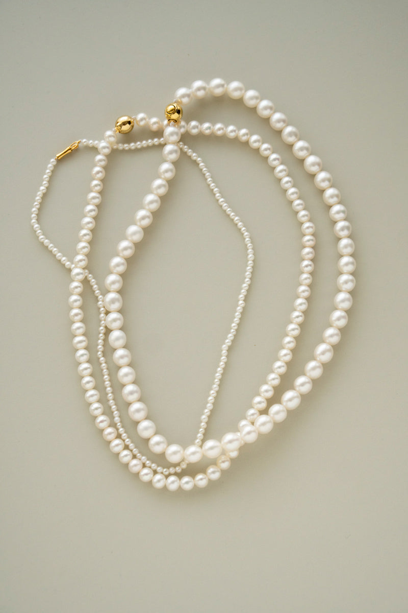 PALA tiny pearl all knotted hand Necklace Pearl necklace /K10