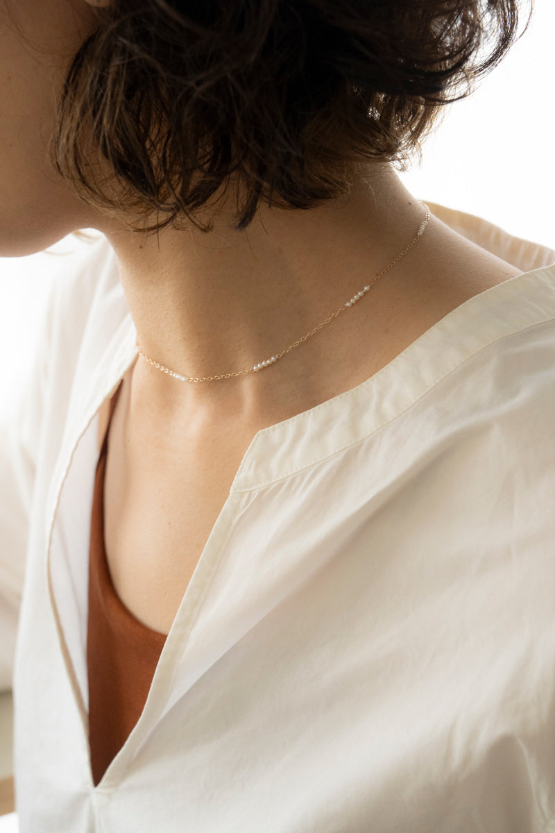 patchouli Baby fresh water pearl chain necklace 淡水ベビーパールチェーンネックレス/K10