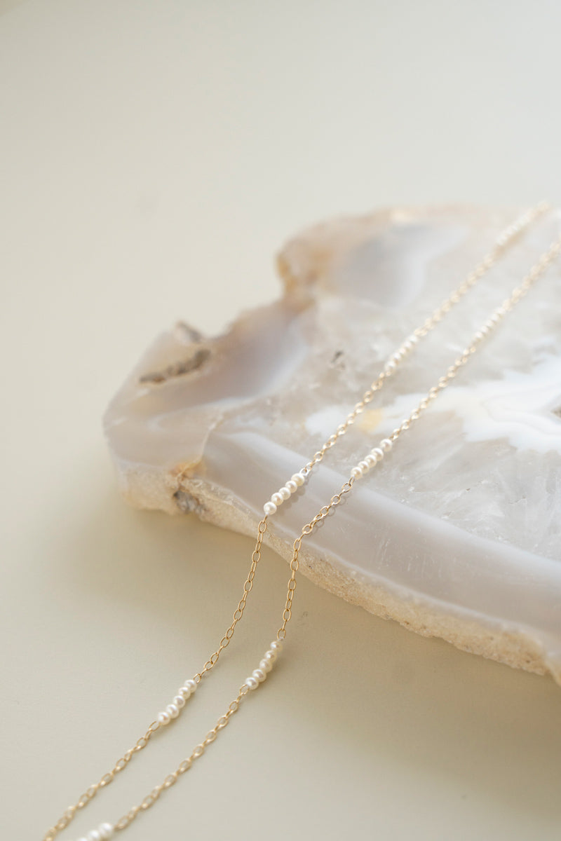 patchouli Baby fresh water pearl chain necklace 淡水ベビーパールチェーンネックレス/K10