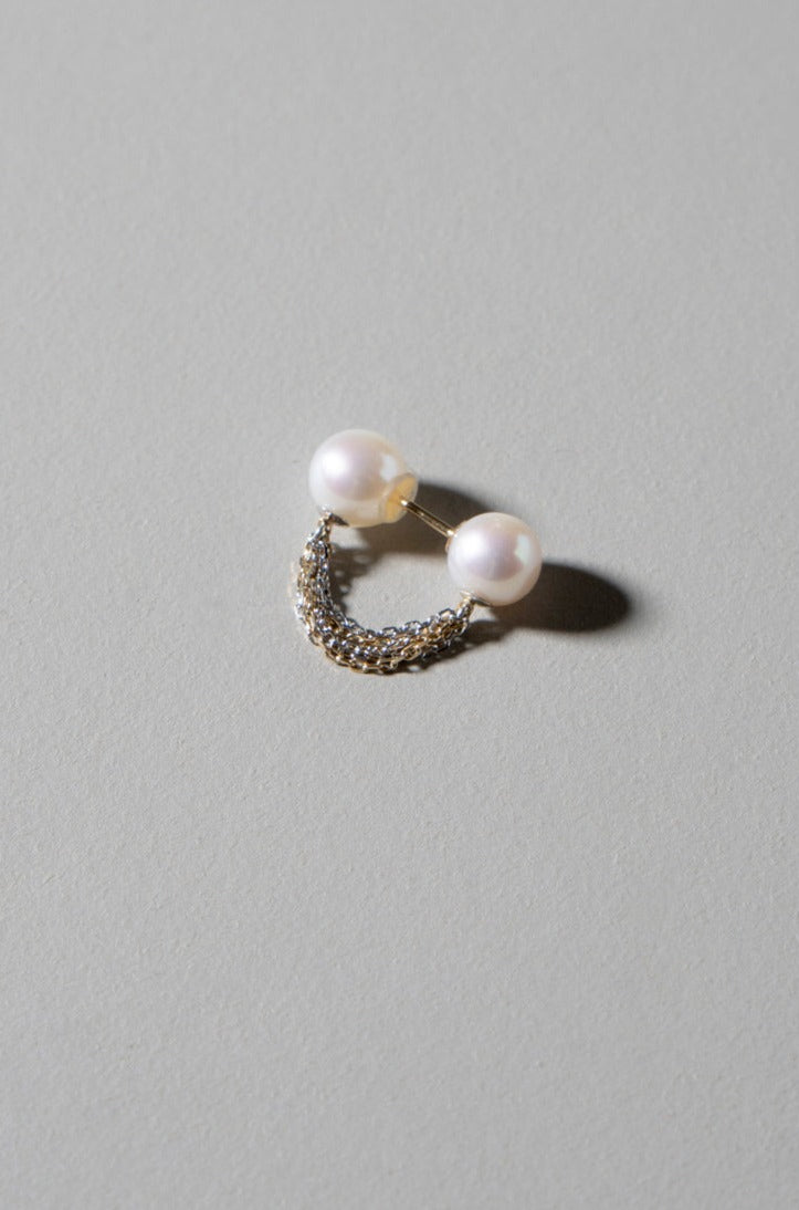 simmon Pearl fringe hoop pierced earring フリンジフープピアス /K10