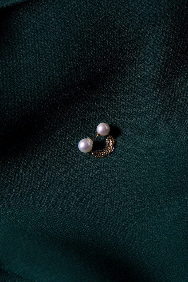 simmon Pearl fringe hoop pierced earring フリンジフープピアス /K10