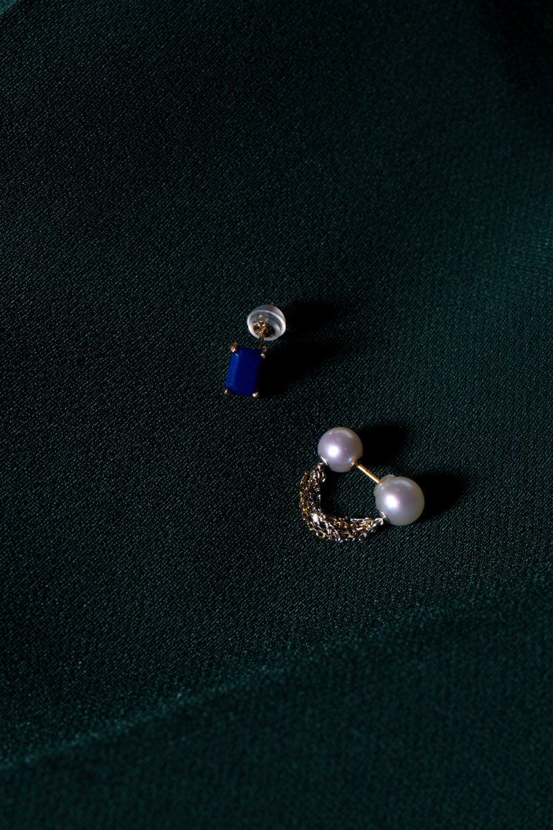 simmon Pearl fringe hoop pierced earring フリンジフープピアス /K10
