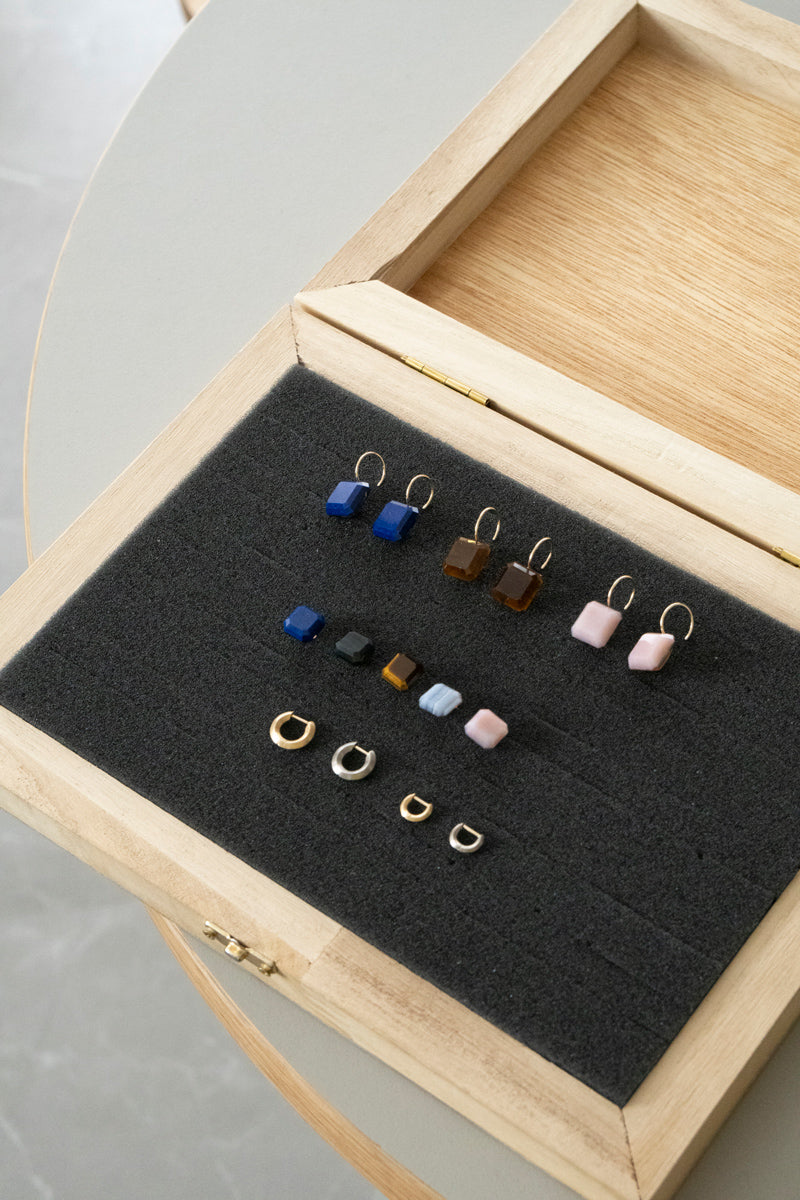 simmon Doublet hook pierced earrings Pink opal /K10