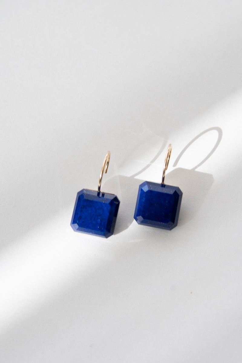 simmon Doublet hook pierced earrings Lapis lazuli /K10