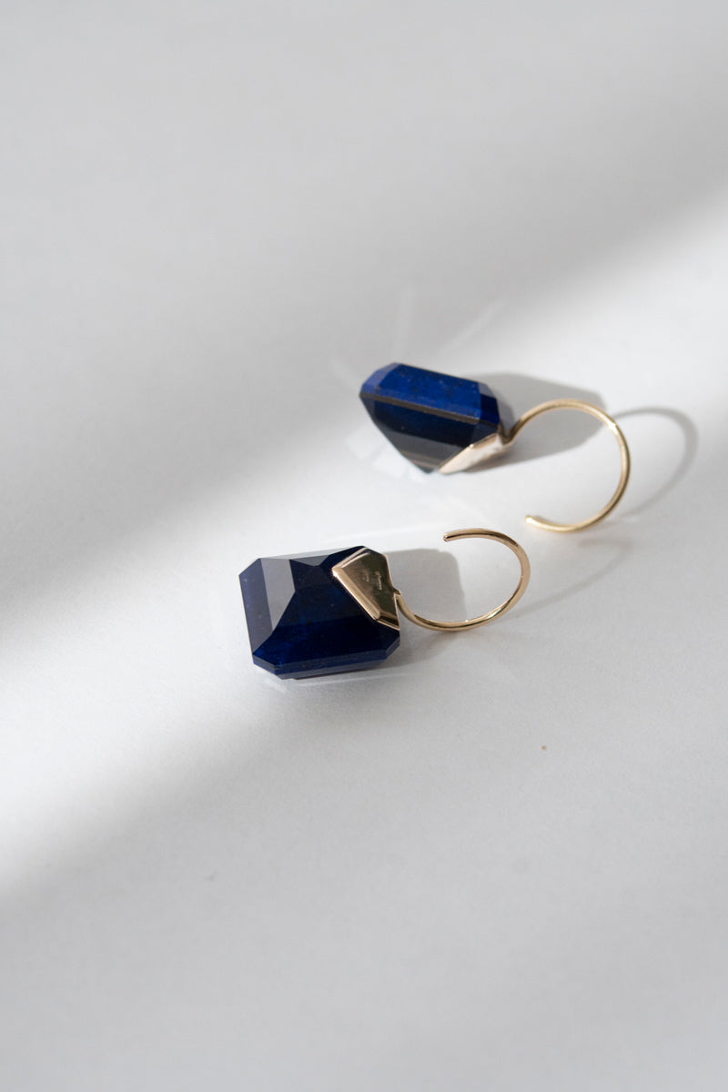 simmon Doublet hook pierced earrings Lapis lazuli /K10