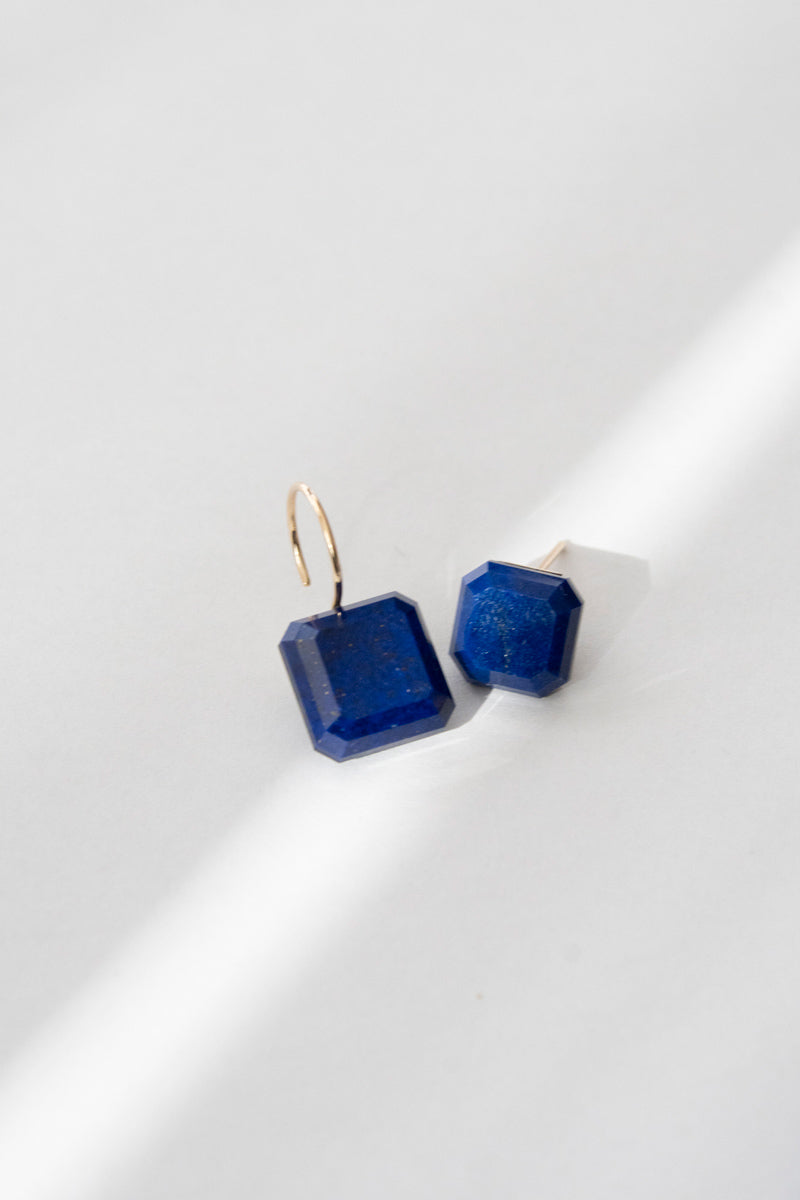simmon Doublet hook pierced earrings Lapis lazuli /K10