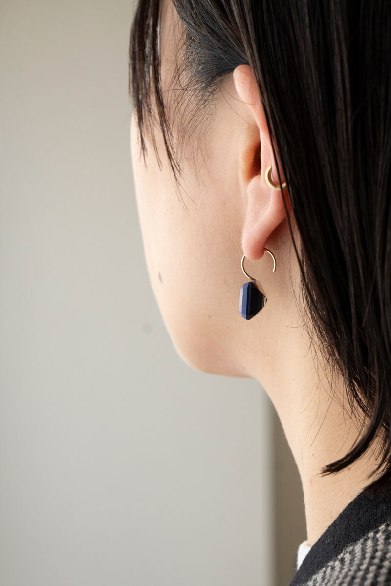 simmon Doublet hook pierced earrings Lapis lazuli /K10