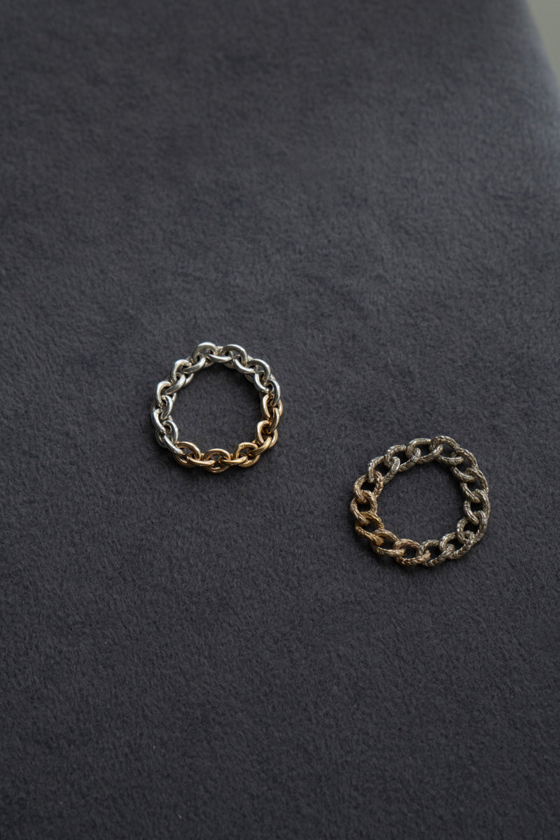 simmon Knit Chain Ring Narrow Aurora /SV&K10&K18