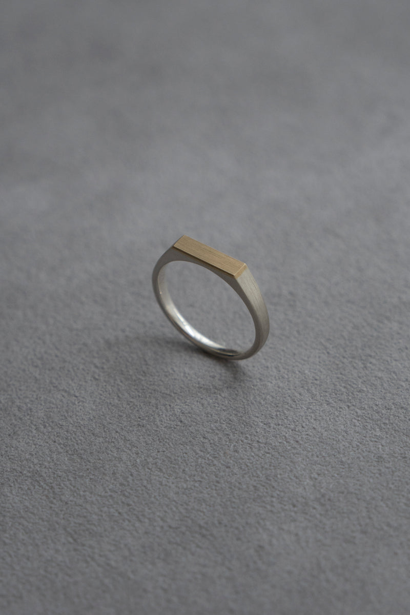 simmon SV & 10K SIGNET RING FLAT NARROW