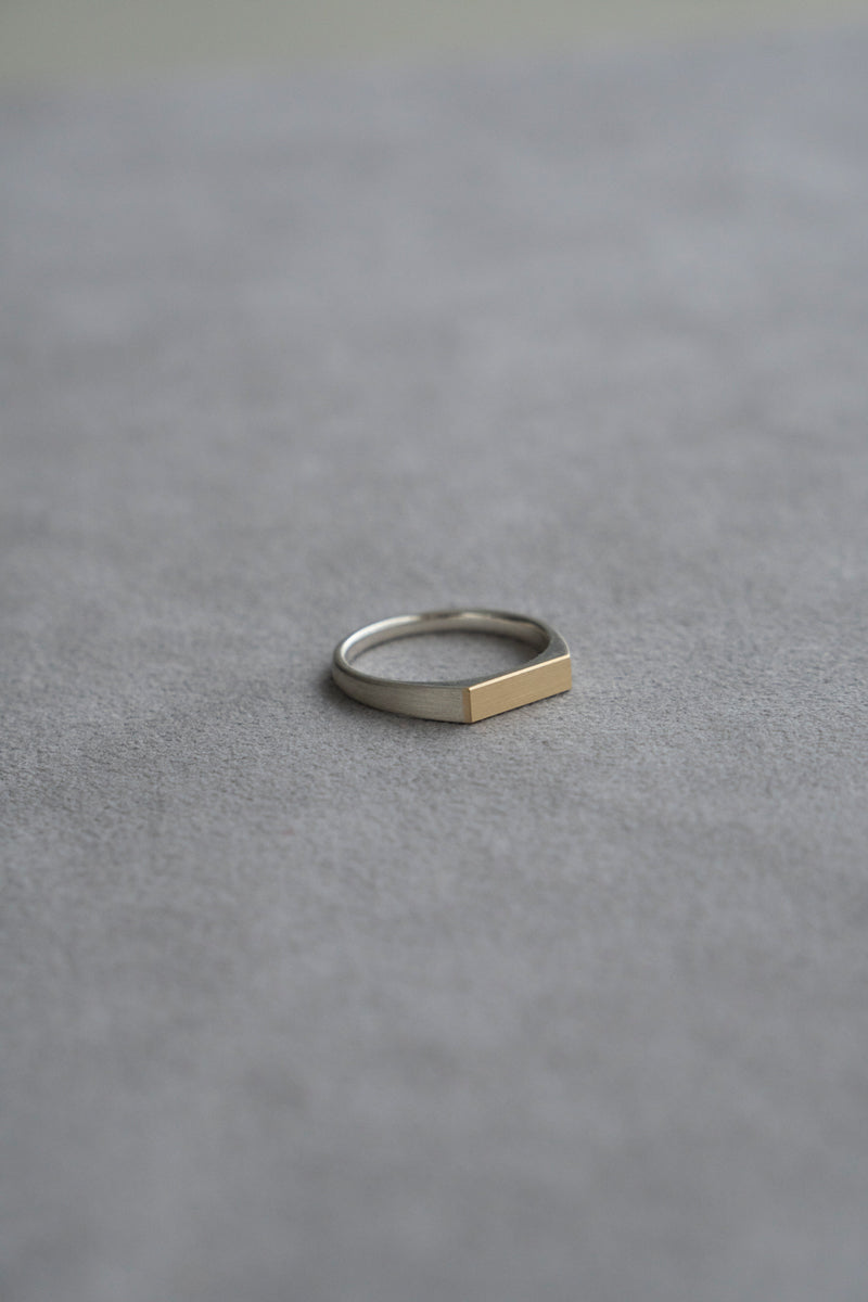 simmon SV & 10K SIGNET RING FLAT NARROW
