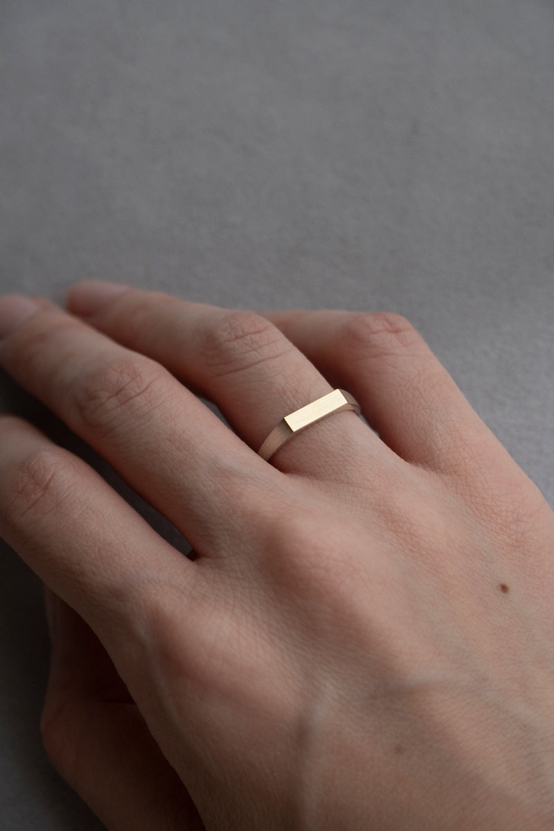 simmon SV & 10K SIGNET RING FLAT NARROW
