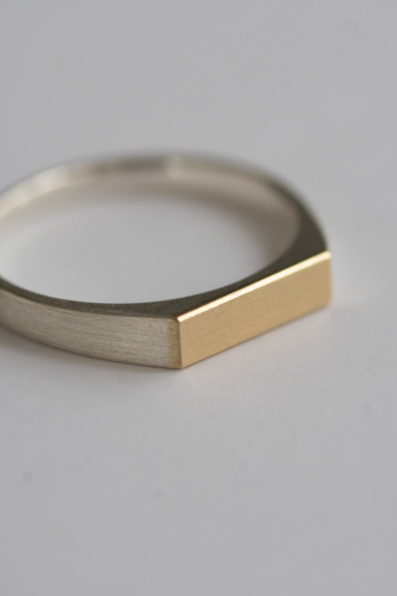 simmon SV & 10K SIGNET RING FLAT NARROW