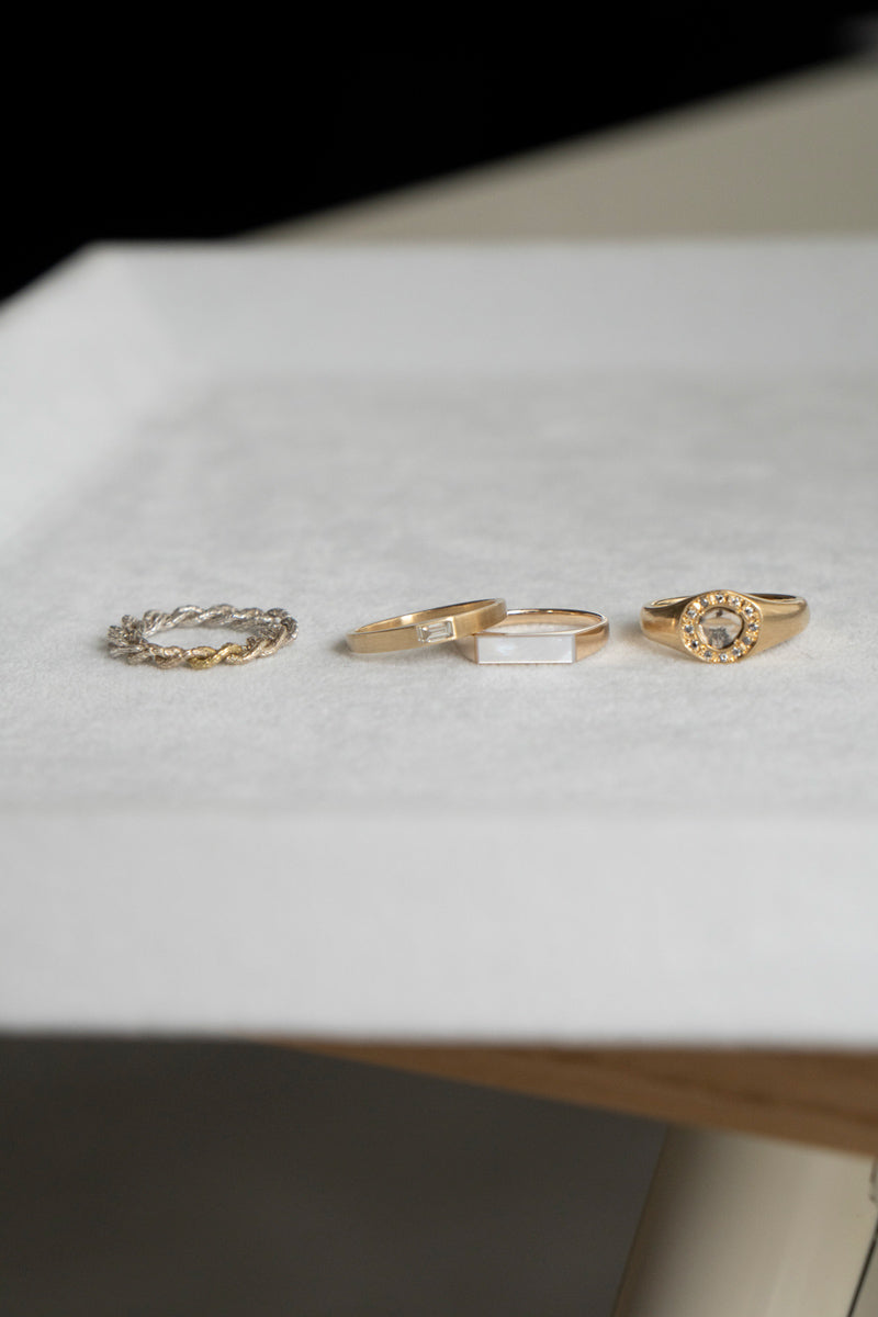 simmon Knit Chain Ring Narrow Aurora /SV&K10&K18