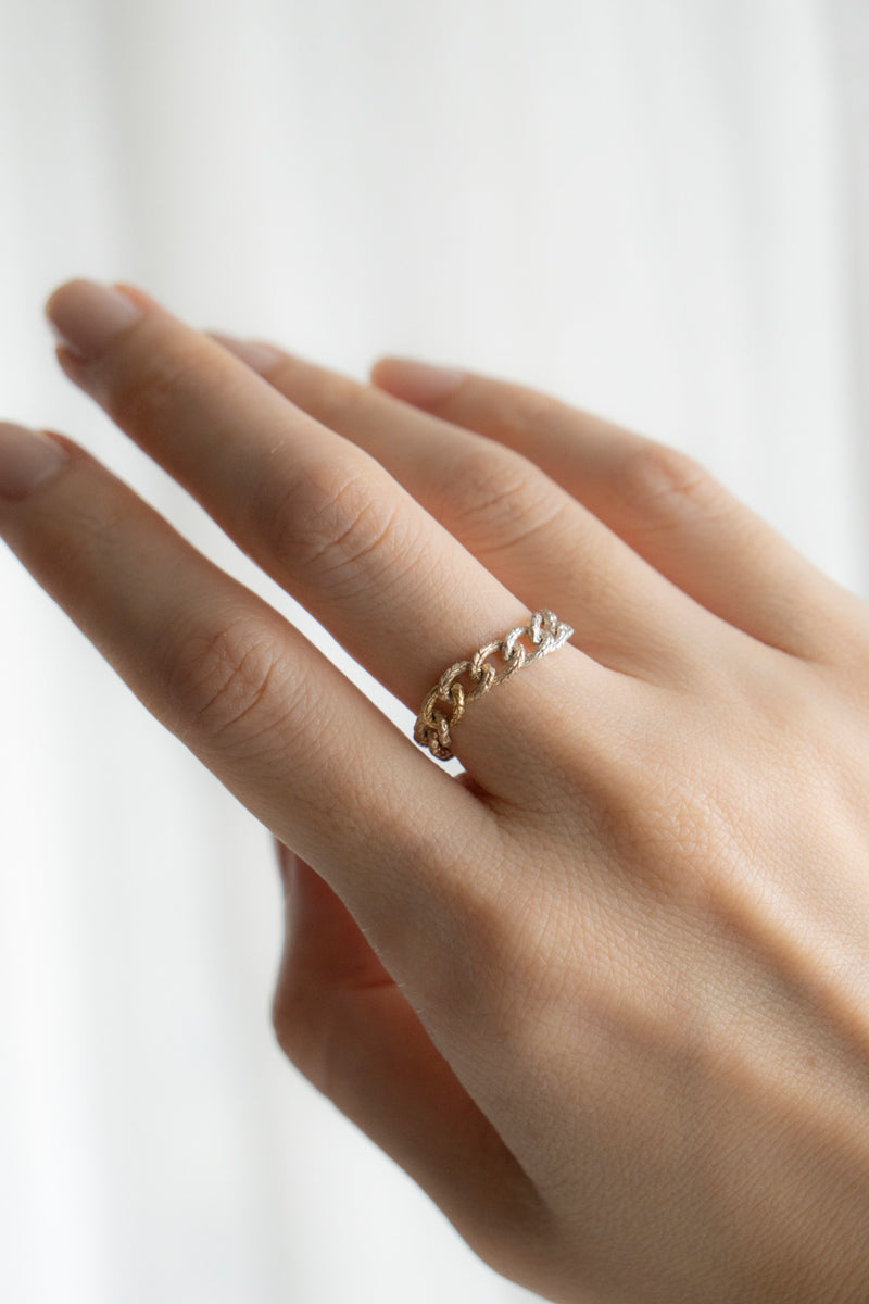 simmon Knit Chain Ring Narrow Aurora /SV&K10&K18