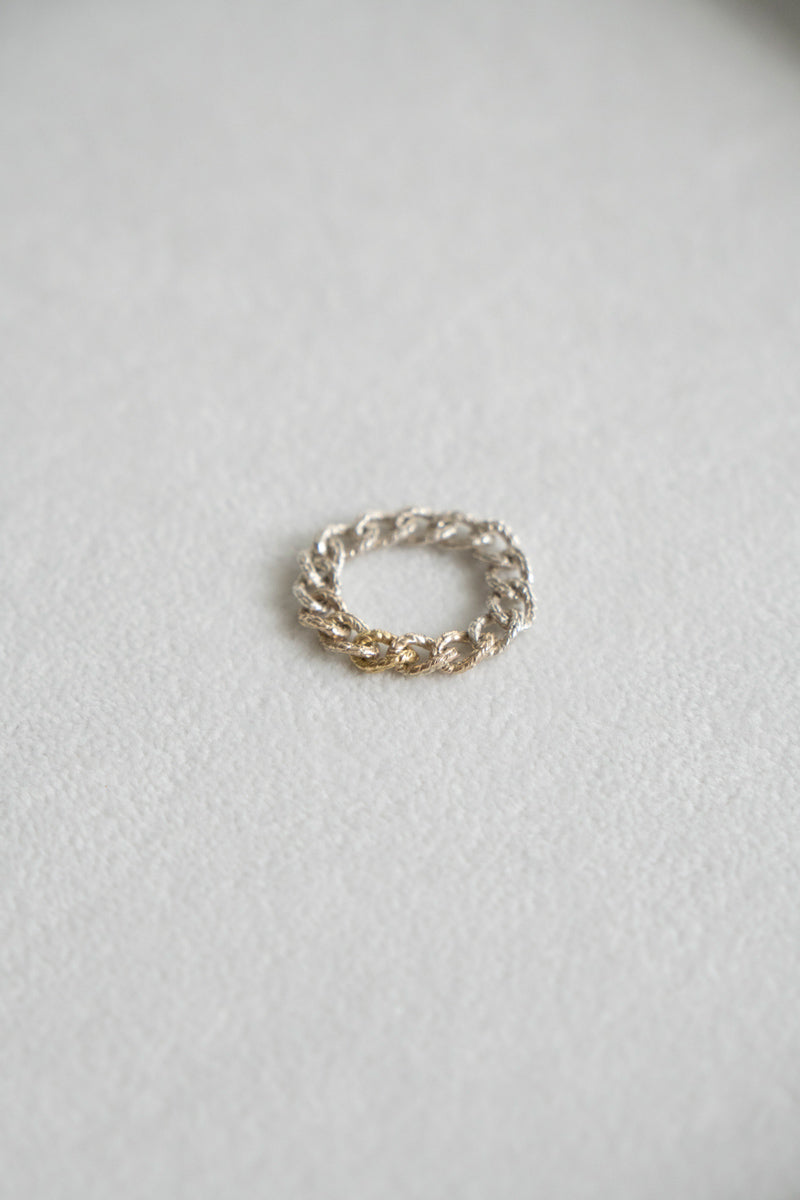 simmon Knit Chain Ring Narrow Aurora /SV&K10&K18