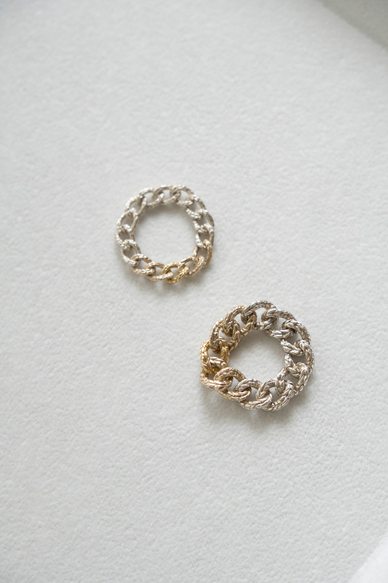 simmon Knit Chain Ring Narrow Aurora /SV&K10&K18