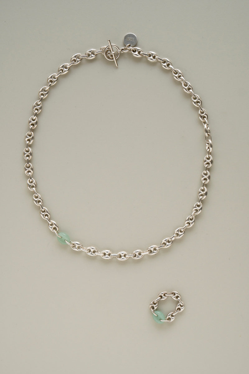 SASAI PROXY chain & aventurine necklace /silver