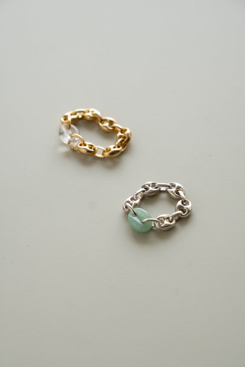 SASAI PROXY chain & aventurine ring /silver