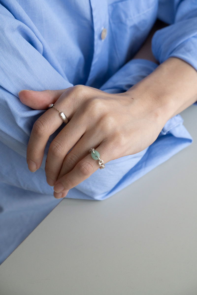 SASAI PROXY chain & aventurine ring /silver