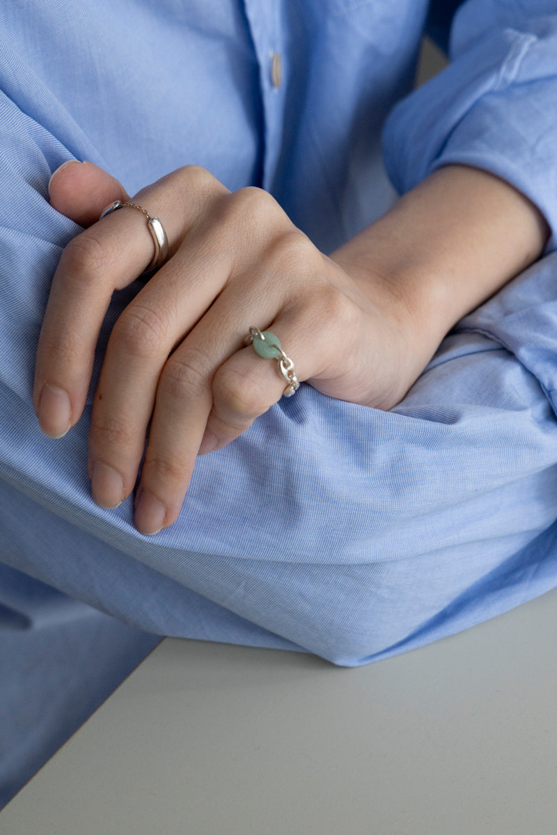 SASAI PROXY chain & aventurine ring /silver
