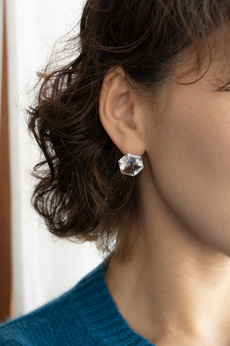 Seta Hexagon quartz pierced earring M クォーツピアスM/K18