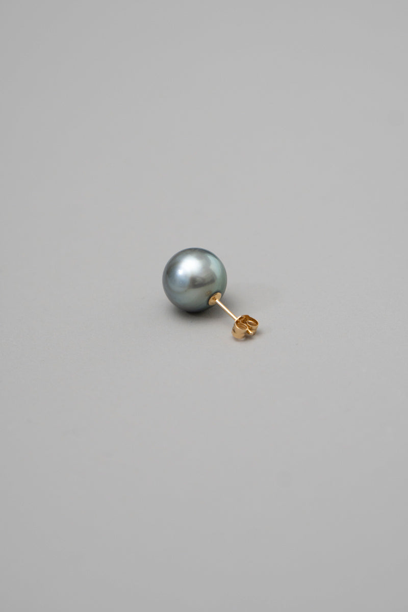 simmon Seta Black south sea pearl pierced earring /K18