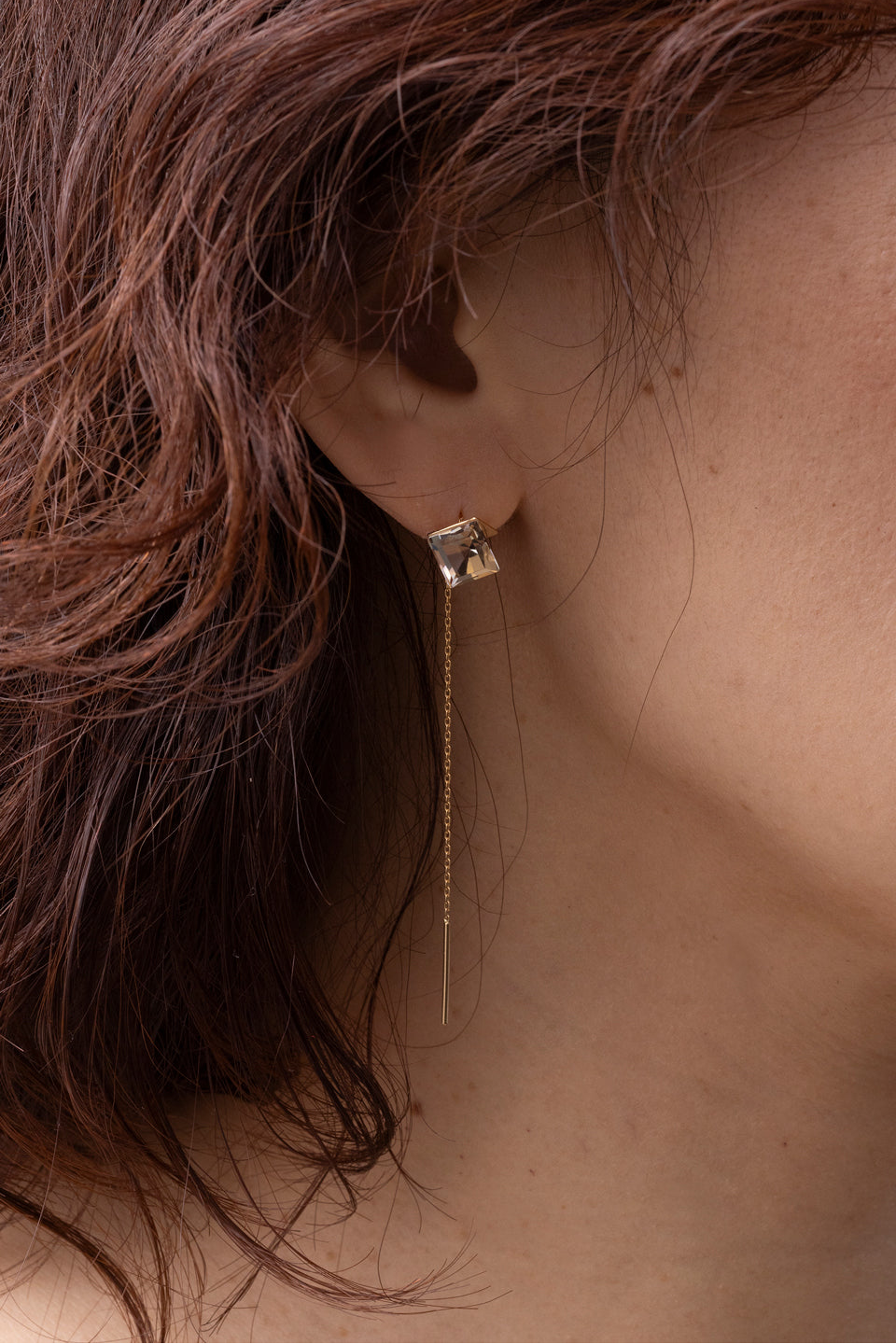 simmon Seta Reflection Quartz Chain Pierced Earring /K18