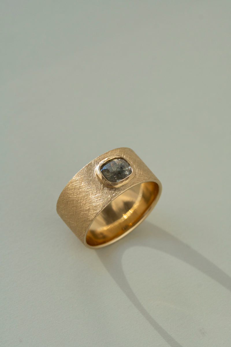 simmon Seta Salt & Pepper Rose Cut Diamond Flat Ring /K18