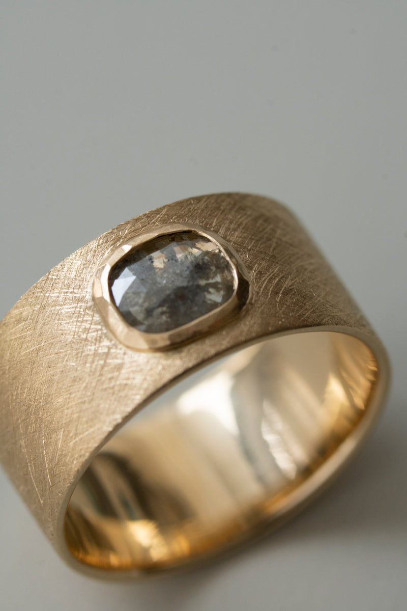 simmon Seta Salt & Pepper Rose Cut Diamond Flat Ring /K18