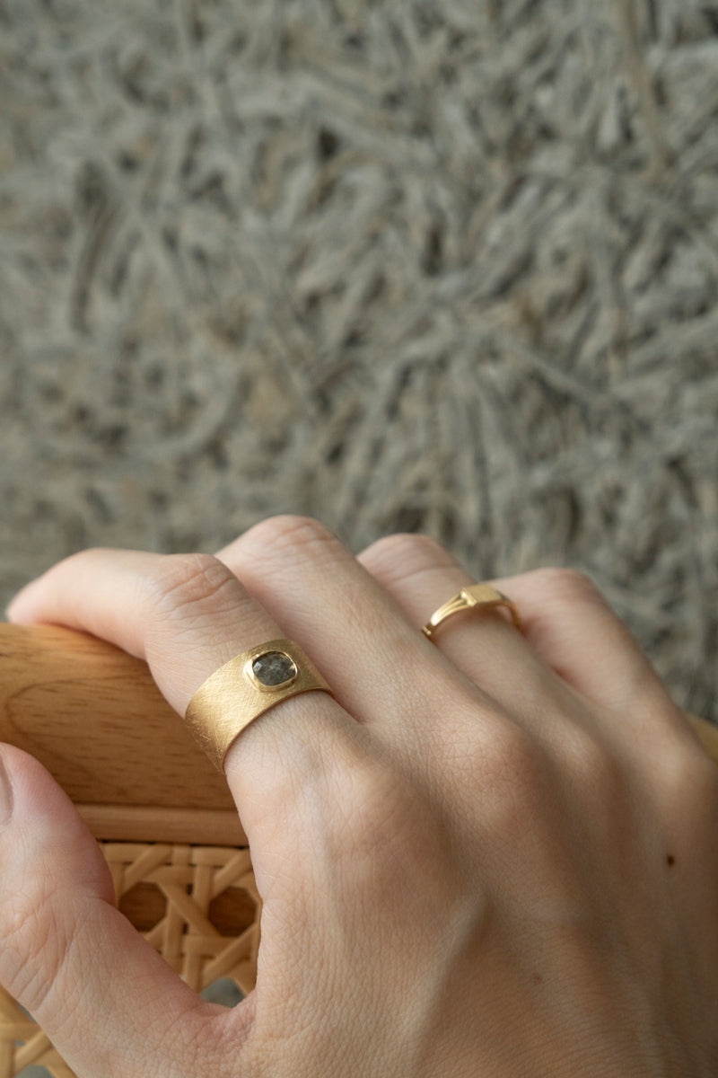 simmon Seta Salt & Pepper Rose Cut Diamond Flat Ring /K18