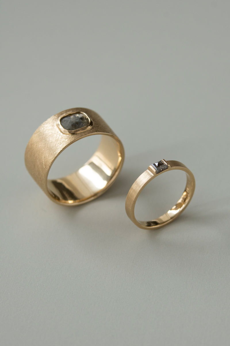 simmon Seta Rose Cut Square Diamond Flat Pinky Ring /K18