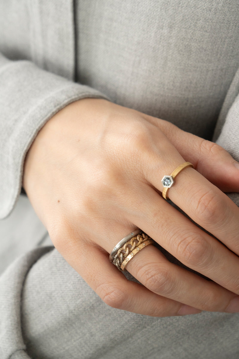 patchouli 別注 simmon Seta Hexagon Out Spinel Bezel Flat Ring /K18&PT950