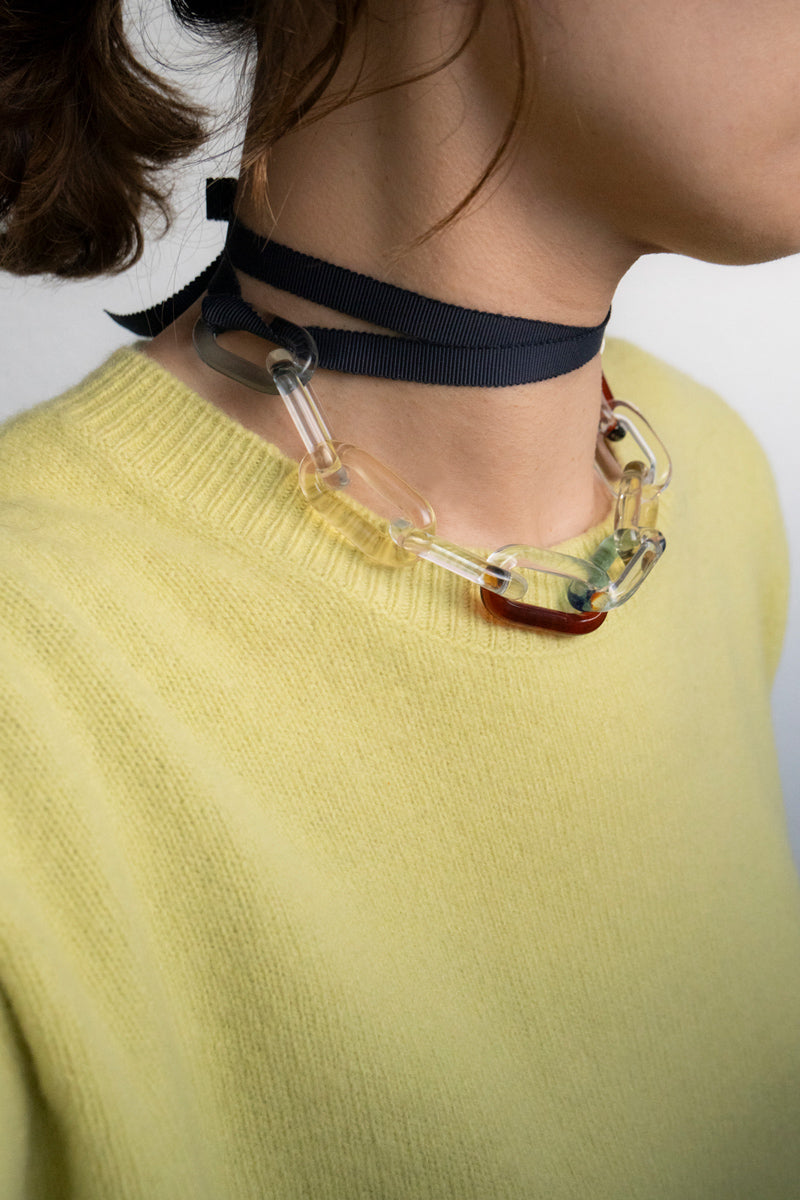 YAGA Glass chain ribbon necklace MIX