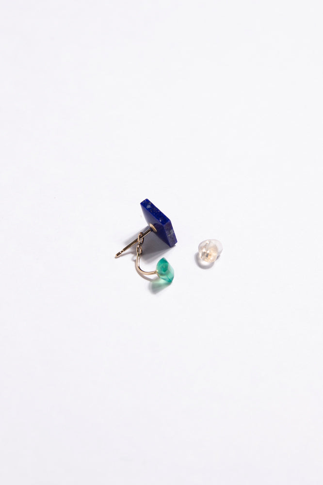 bohem one stone fairy earrings lapis lazuli x green agate earrings/K10
