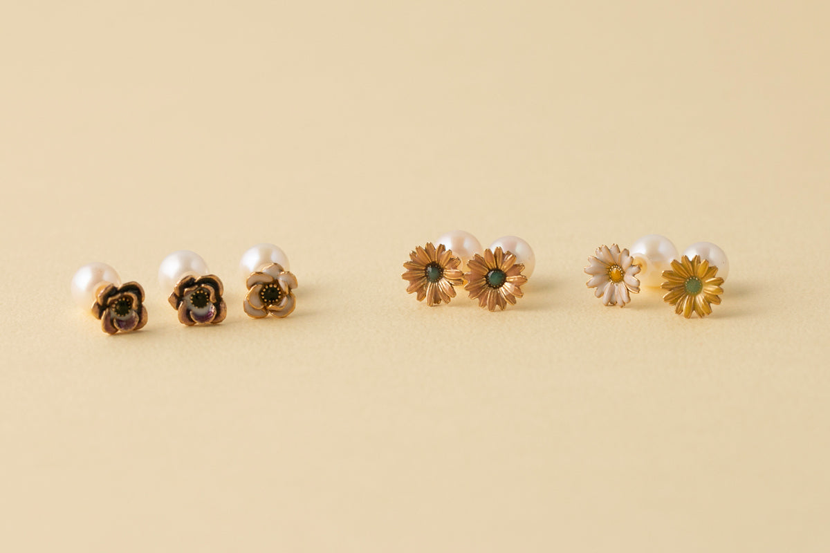 bohem,bohem ジュエリー,マーガレット ピアス,花 ピアス,ボヘム