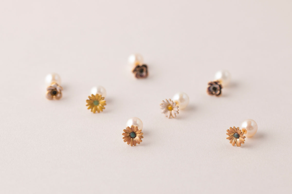 bohem,bohem ジュエリー,マーガレット ピアス,花 ピアス,ボヘム