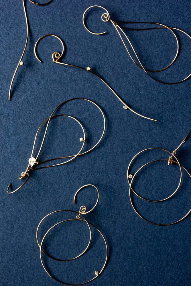 bohem simple line earrings Simple line earrings with diamond i/K10