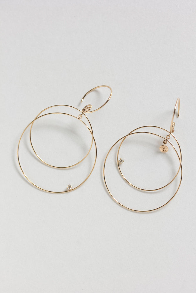 bohem simple line earrings ダイヤモンド付きシンプルラインピアスR/K10