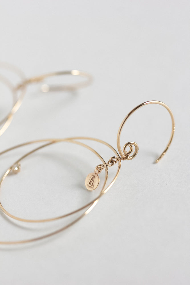 bohem simple line earrings ダイヤモンド付きシンプルラインピアスR/K10