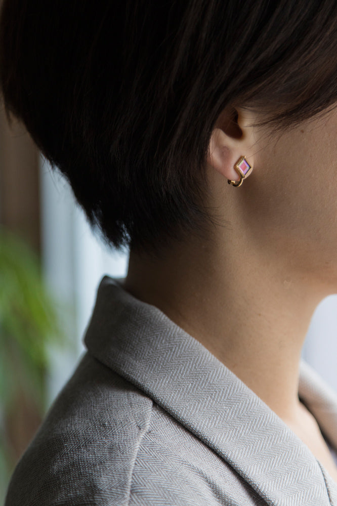 bohem Takaoka lacquerware × bohem mother-of-pearl earrings